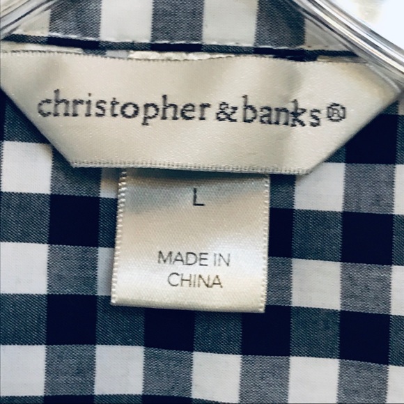 Christopher & Banks NAVY BLUE PLAID COTTON SHIRT - Picture 3 of 6